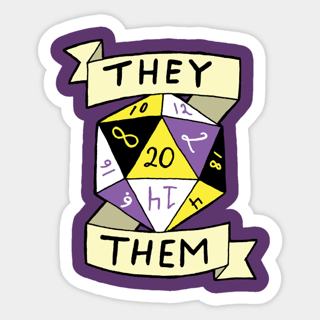 LGBTQIA+ Nonbinary They Them d20 TTRPG Pronoun Dice Sticker by FatCatSwagger